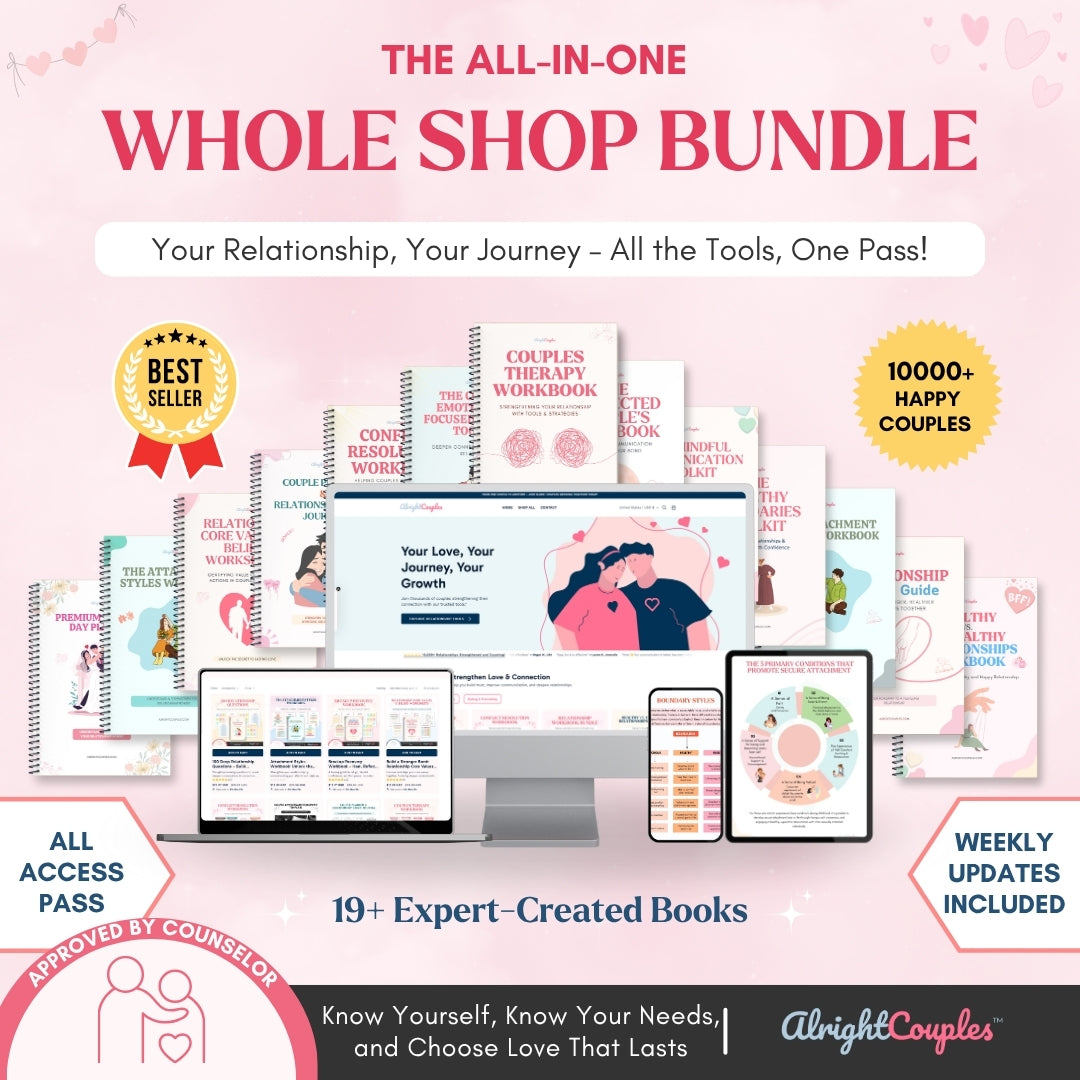 The All-In-One Relationship Growth Bundle – Whole Shop Access | 19+ Expert-Created Relationship Workbooks & Tools | Complete Website Workbooks Access in one Pass