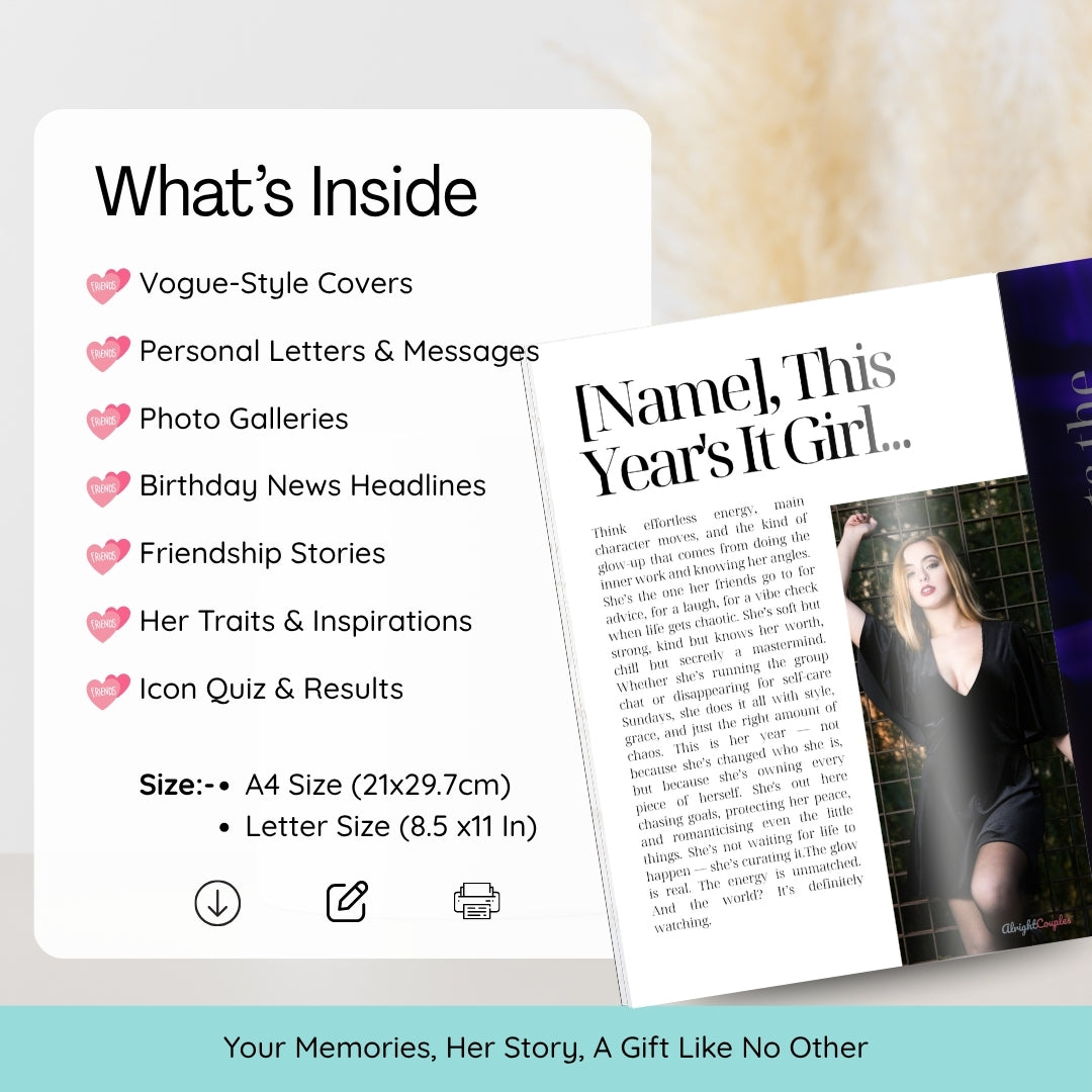 Bestie Magazine Template – Turn Her Birthday Into a Vogue Cover Moment