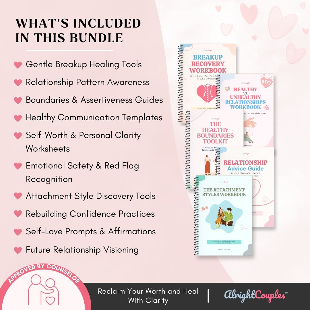 The Heartbreak Recovery & Self-Worth Bundle – Get 5 Therapy-Based Workbooks to Heal, Set Boundaries & Rebuild Confidence After a Breakup