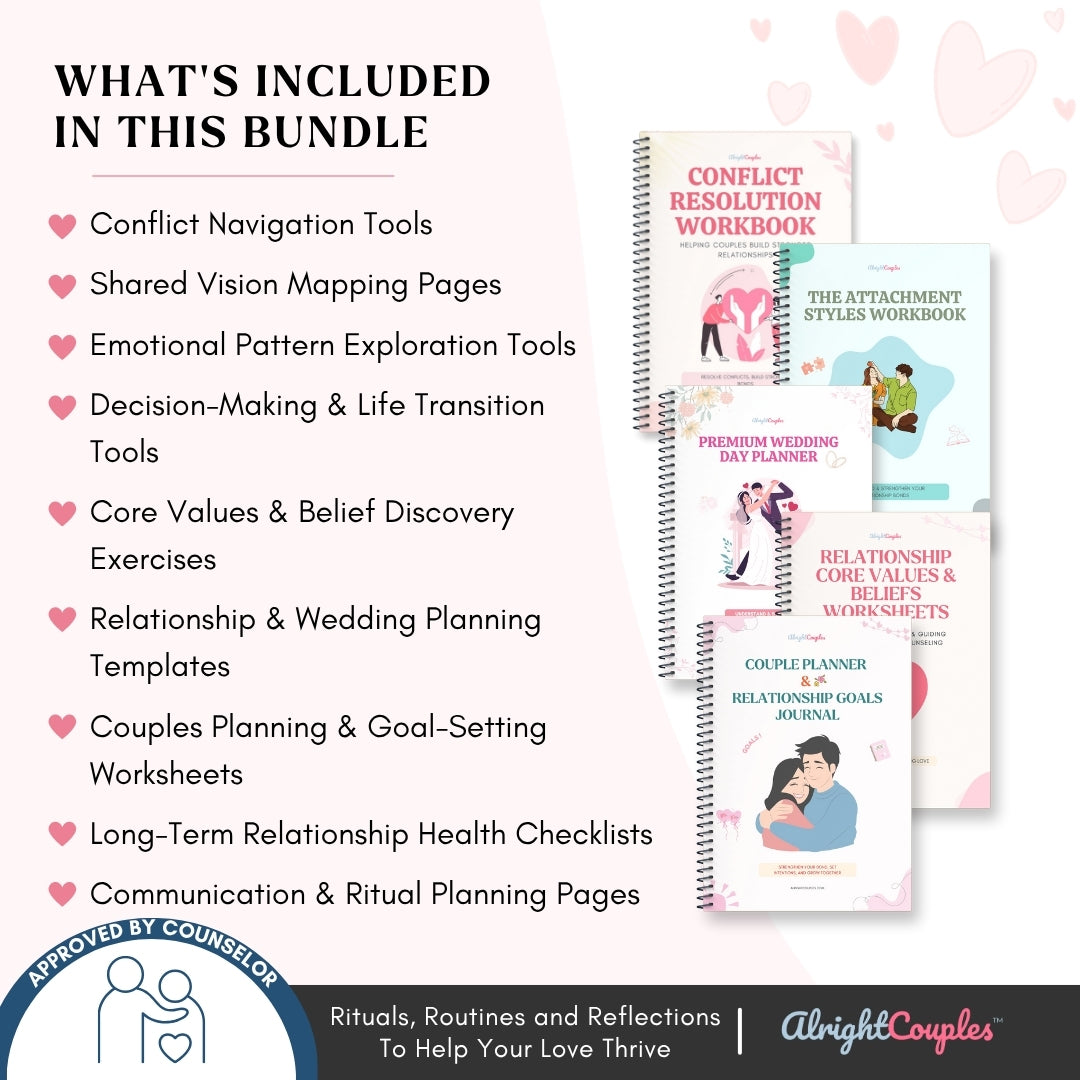 The Relationship Foundations & Wedding Planner Bundle | Couples Dream life 5-in-1 Bundle | Emotional Partnership, Wedding Planning, & Long-Term Goals Toolkit Pass