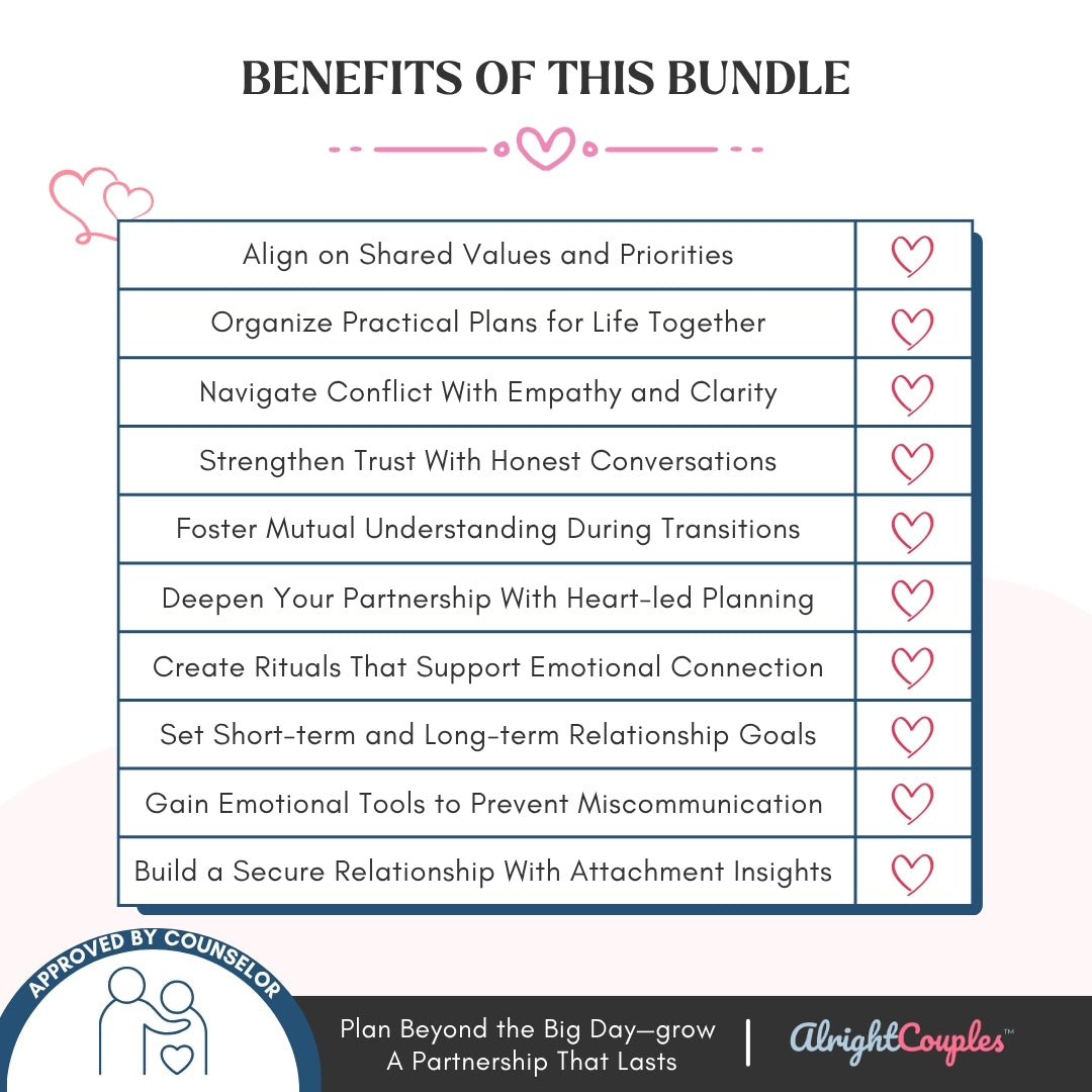 The Relationship Foundations & Wedding Planner Bundle | Couples Dream life 5-in-1 Bundle | Emotional Partnership, Wedding Planning, & Long-Term Goals Toolkit Pass