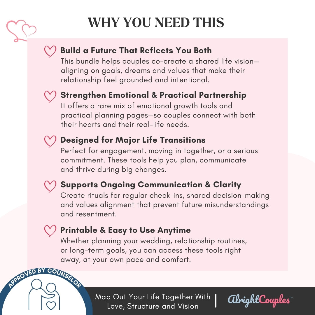 The Relationship Foundations & Wedding Planner Bundle | Couples Dream life 5-in-1 Bundle | Emotional Partnership, Wedding Planning, & Long-Term Goals Toolkit Pass