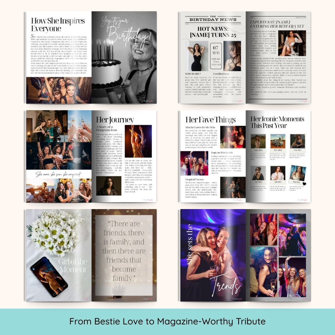 Bestie Magazine Template – Turn Her Birthday Into a Vogue Cover Moment
