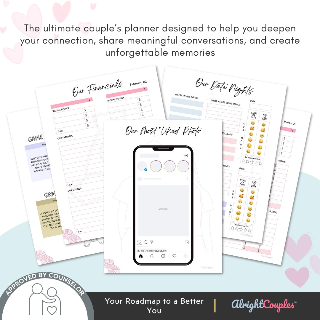 Couple Planner & Relationship Goals Journal – Budget & Date Tracker