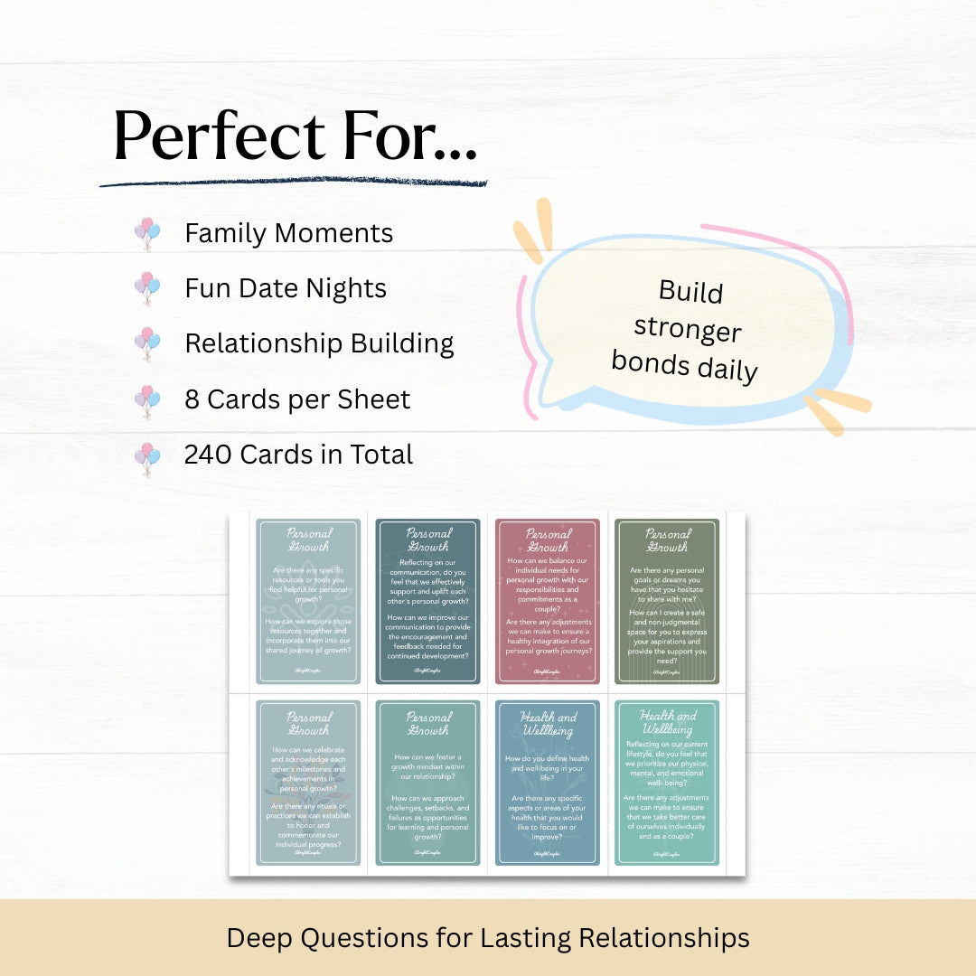 Couples Conversation Question Cards โ 240 Deep Prompts to Strengthen Love, Trust & Intimacy