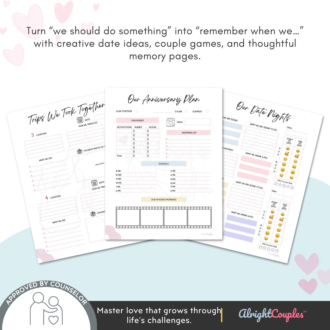 Couple Planner & Relationship Goals Journal – Budget & Date Tracker
