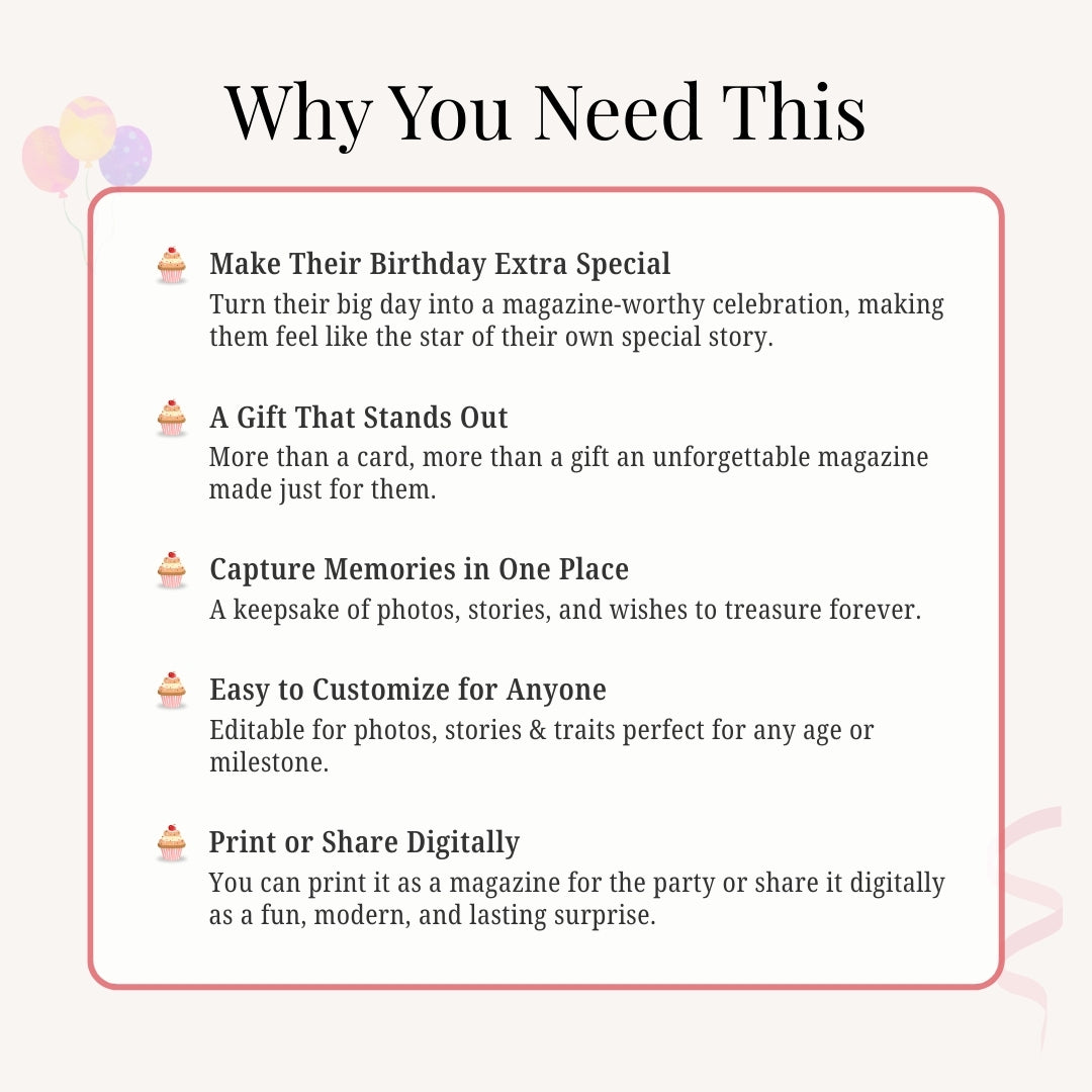 Birthday Magazine โ A Unique, Personalized Gift to Celebrate Their Story