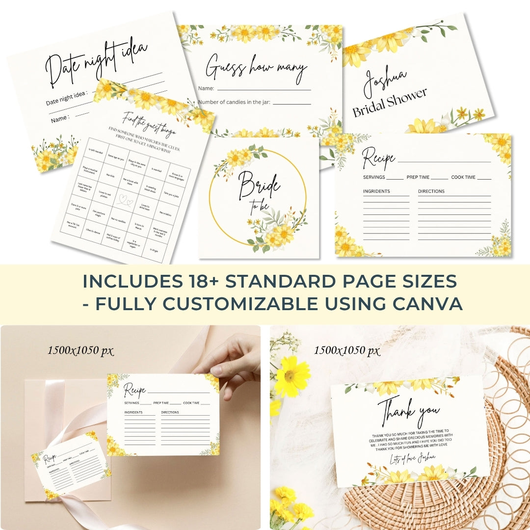 Blossom & Love Bridal Shower Bundle – Elegant Canva Templates & 16 Fun Games