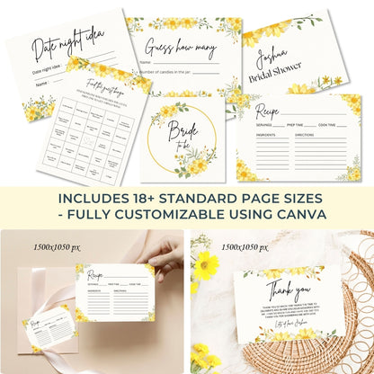 Blossom & Love Bridal Shower Bundle – Elegant Canva Templates & 16 Fun Games