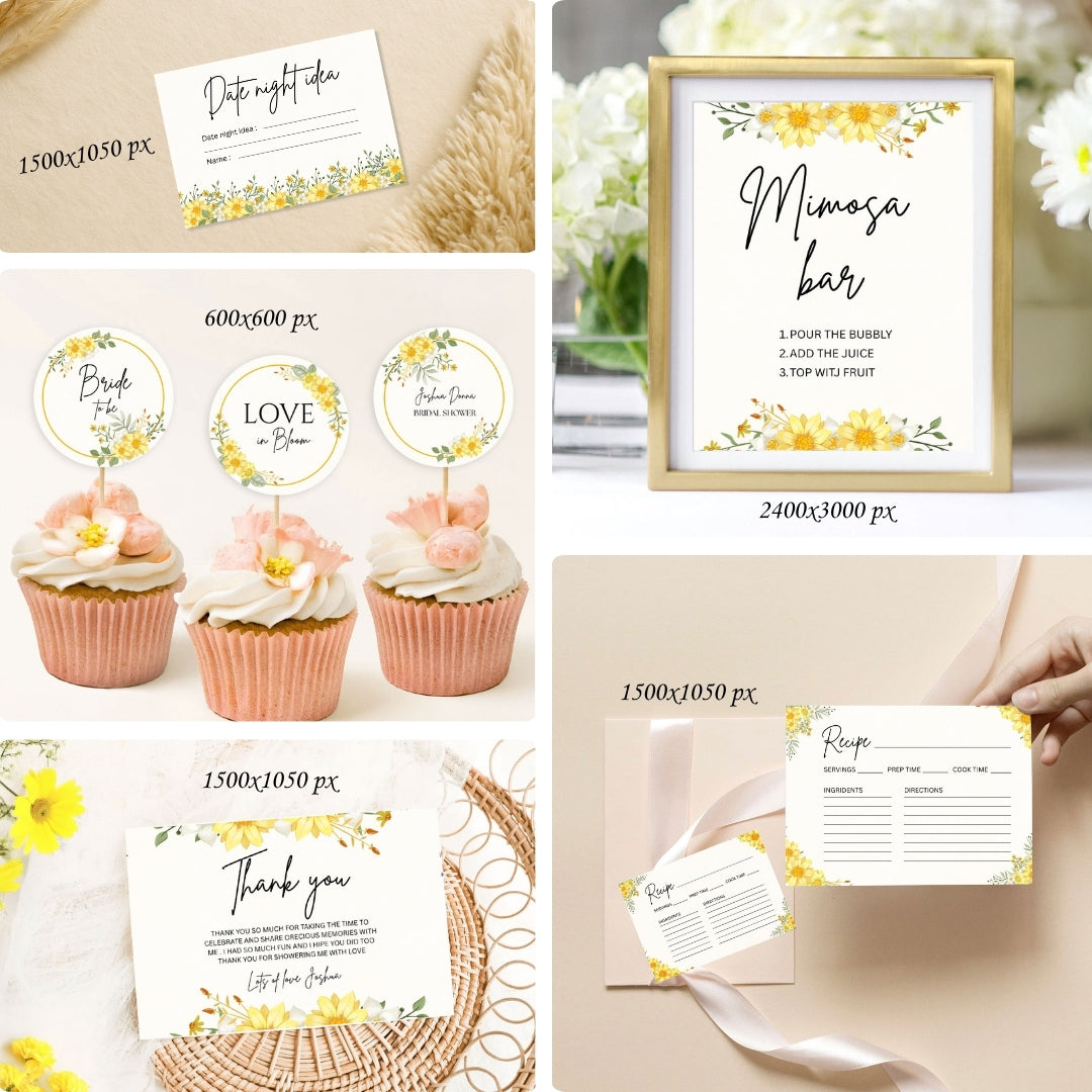 Blossom & Love Bridal Shower Bundle – Elegant Canva Templates & 16 Fun Games