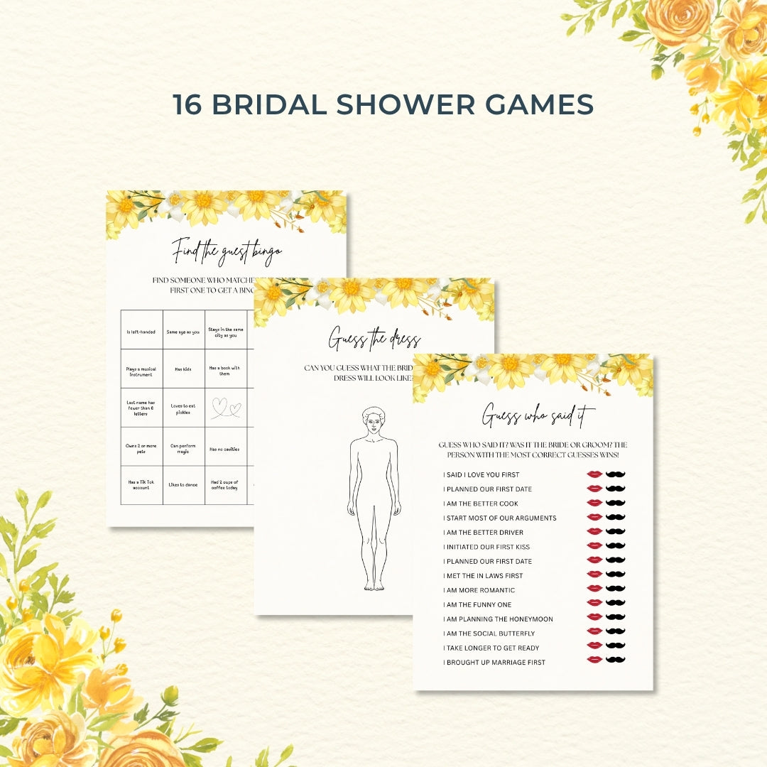 Blossom & Love Bridal Shower Bundle – Elegant Canva Templates & 16 Fun Games