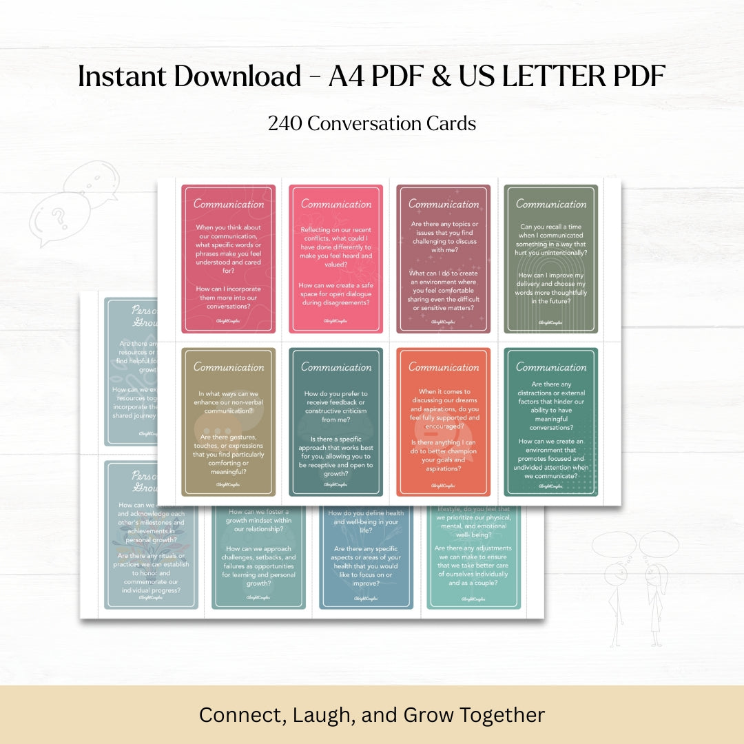 Couples Conversation Question Cards – 240 Deep Prompts to Strengthen Love, Trust & Intimacy