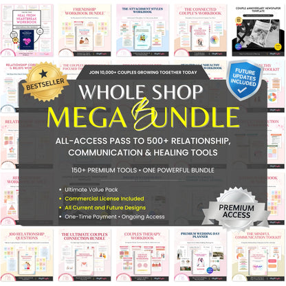 The All-In-One Relationship Bundle – Whole Shop Access | 30+ Expert-Created Workbooks